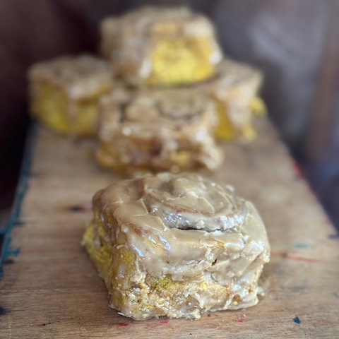 Pumpkin Cinnamon Rolls with Espresso Cream Cheese Icing